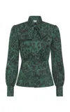 Gabriela Hearst Maisie Top In English Green Printed Silk In Green