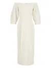 Gabriela Hearst Majano Off-shoulder Puff-sleeves Midi Dress In White