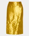 Gabriela Hearst Manuela Metallic Crinkled-twill Midi Skirt In Gold