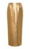 Gabriela Hearst Manuela Foiled Linen Maxi Skirt In Gold