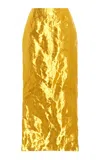 Shop Gabriela Hearst Manuela Foiled Silk Midi Skirt In Gold