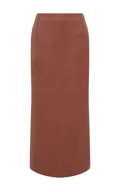 Gabriela Hearst Manuela Midi Skirt In Cognac Soft Leather