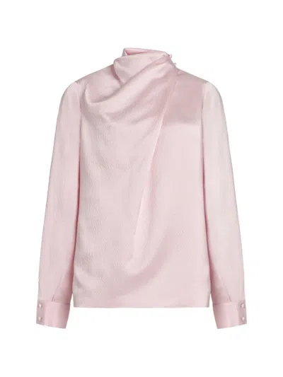 Gabriela Hearst Marcela Draped Hammered-silk Blouse In Pink