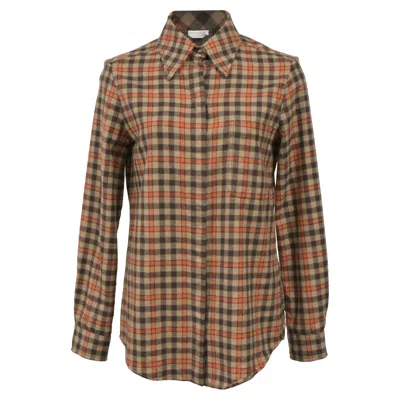 Gabriela Hearst Marcello Checked Shirt In Brown Cashmere In Multi