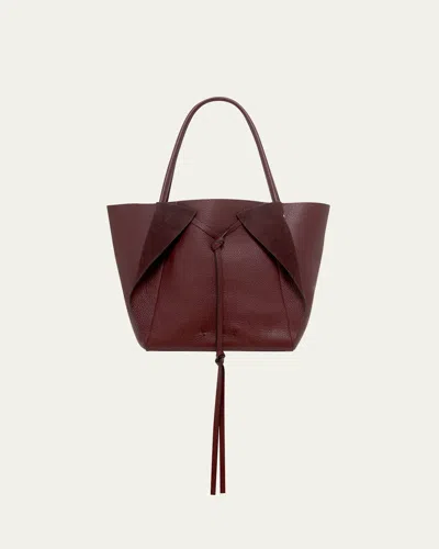 Gabriela Hearst Marija Folded Deerskin Leather Tote Bag In Burgundy