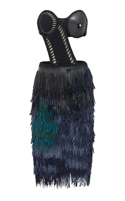 Gabriela Hearst Matteo Fringed Cashmere-silk Cutout Mini Dress In Black