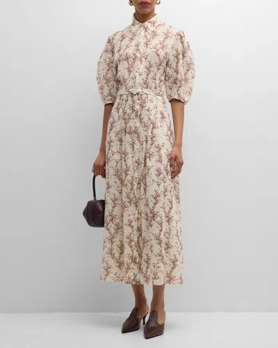 GABRIELA HEARST MAUDE BELTED FLORAL PRINT SHIRTDRESS