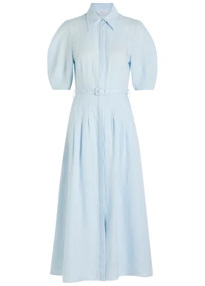 Gabriela Hearst Maude Darted Linen Midi Shirt Dress In Blue