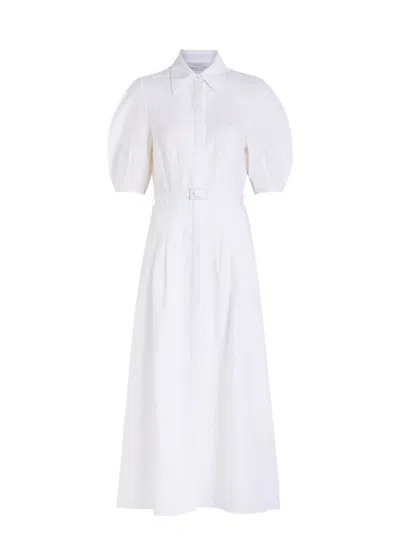 Gabriela Hearst Maude Darted Linen Midi Shirt Dress In Gold