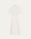 Gabriela Hearst Maude Pleated Midi Shirtdress In White Aloe Linen In White