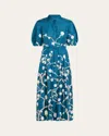 Gabriela Hearst Maude Floral Pleated Midi Shirtdress With Belt