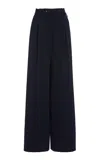 Gabriela Hearst Maura Silk-crepe Wide-leg Pants In Navy