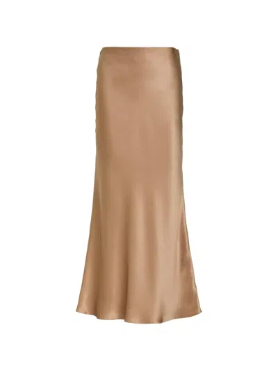 Gabriela Hearst Maxi Satin-finish Skirt In Brown