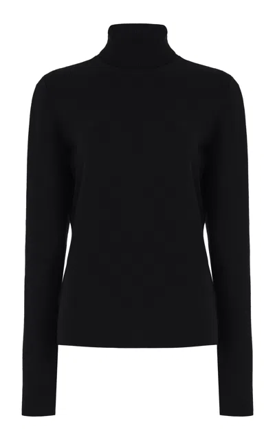 Gabriela Hearst Meret Open-knit Wool And Silk-blend Turtleneck Top In Black