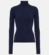 Gabriela Hearst May Wool, Silk, And Cashmere Turtleneck Sweater In Dark Navy