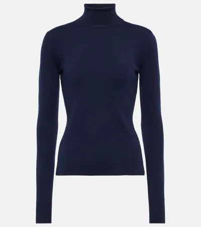 Gabriela Hearst May Wool, Silk, And Cashmere Turtleneck Sweater In Navy
