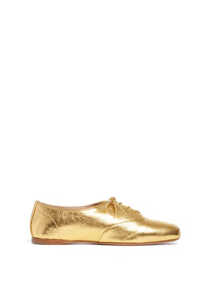 GABRIELA HEARST MAYA FLAT SHOE IN GOLD LEATHER