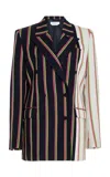 Gabriela Hearst Mccoi Double-breasted Striped Wool And Silk-blend Twill Blazer In Ivory/navy/multi