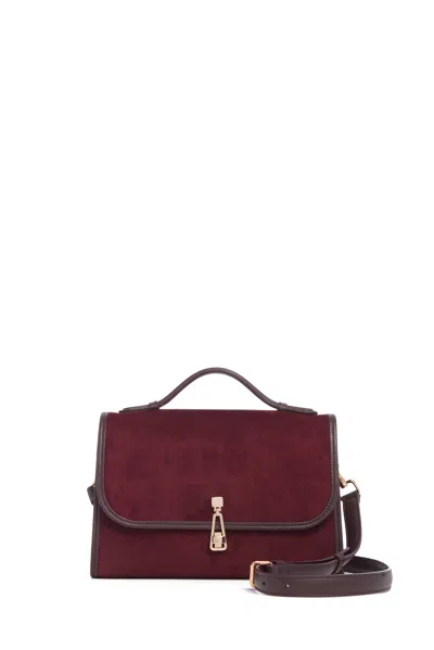 Gabriela Hearst Medium Leonora Flap Bag In Bordeaux Suede In Burgundy
