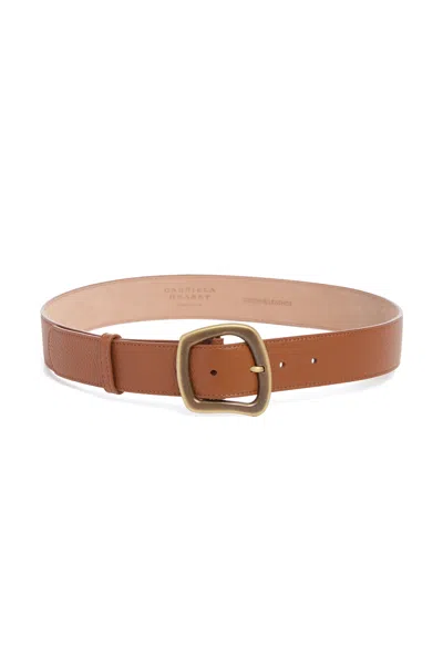 Gabriela Hearst Medium Simone Belt In Cognac Textured Leather In Brown