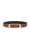 Gabriela Hearst Medium Timon Reversible Belt In Cognac & Black Leather In Cognac/black