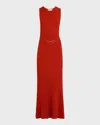 Gabriela Hearst Meier Belted Cashmere Rib Midi Dress In Red