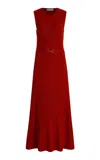 Gabriela Hearst Meier Belted Knit Cashmere-silk Midi Dress In Red
