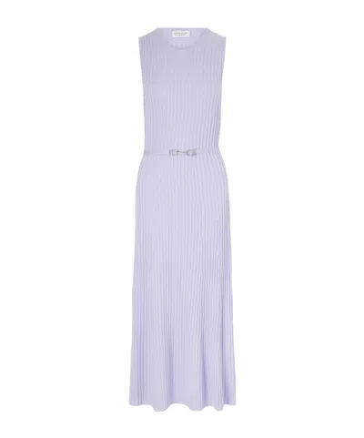 Gabriela Hearst Meier Belted Ribbed Wool And Cashmere-blend Midi Dress In Blue
