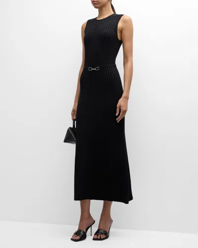 Gabriela Hearst Meier Cashmere-blend Ribbed Knit Maxi Dress With Belt In Black