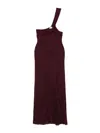 Gabriela Hearst Pleated One-shoulder Dress In Burgundy