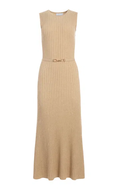 Gabriela Hearst Meier Knit Dress In Hay Merino Wool Cashmere