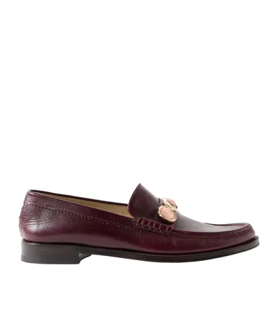 Gabriela Hearst Melchora Embellished Leather Loafers In Burgundy