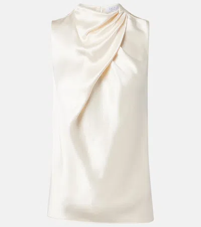 Gabriela Hearst Melina Draped Silk-satin Blouse In Neutral