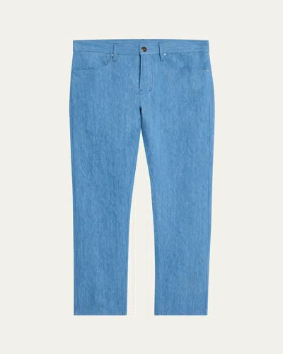 Gabriela Hearst Men's Anthony Cotton-linen Denim Pants In Light Blue Denim