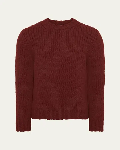Gabriela Hearst Men's Lawrence Cashmere Crewneck Sweater In Burgundy