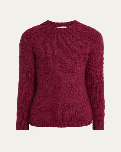 Gabriela Hearst Men's Lawrence Cashmere Knit Crewneck Sweater In Bordeaux