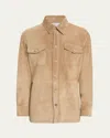 Gabriela Hearst Men's Lucas Suede Overshirt In Camel