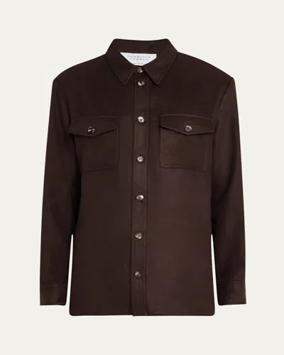 GABRIELA HEARST MEN'S LUCAS WINTER SILK OVERSHIRT
