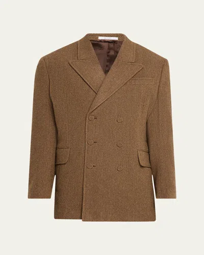 Gabriela Hearst Men's Nico Wool-cashmere Blazer In Chocolate Multi