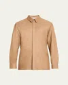 Gabriela Hearst Men's Nicolas Concealed-placket Sport Shirt In Camel Melange