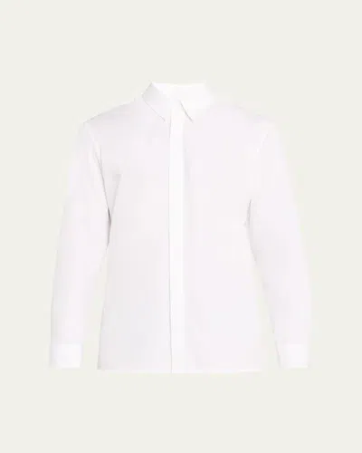 Gabriela Hearst Men's Nicolas Concealed-placket Sport Shirt In White