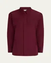 Gabriela Hearst Men's Nicolas Cotton Concealed-placket Sport Shirt In Bordeaux