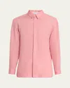 Gabriela Hearst Men's Nicolas Linen Concealed-placket Sport Shirt In Rosa