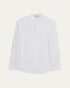 Gabriela Hearst Men's Ollie Linen Mandarin-collar Shirt In White