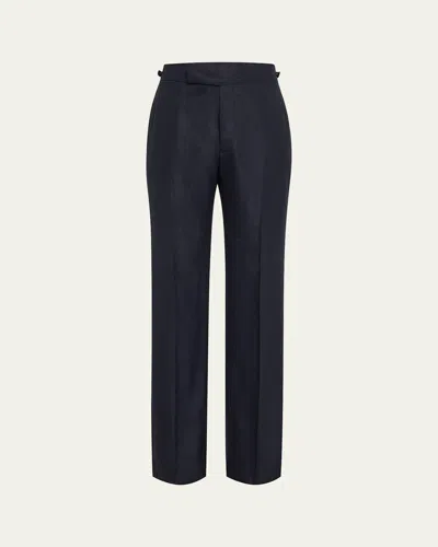 Gabriela Hearst Men's Sebastian Wool-cashmere Flannel Pants In Dark Navy