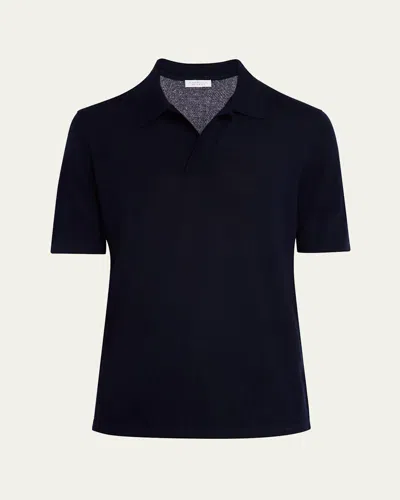 Gabriela Hearst Men's Stendhal Cashmere Knit Polo Shirt In Navy