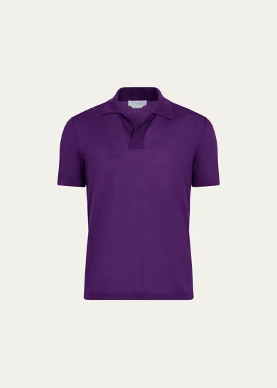 Gabriela Hearst Men's Stendhal Cashmere Polo Shirt In Purple