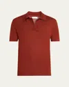 Gabriela Hearst Men's Stendhal Cashmere Silk Short-sleeve Polo Shirt In Brown