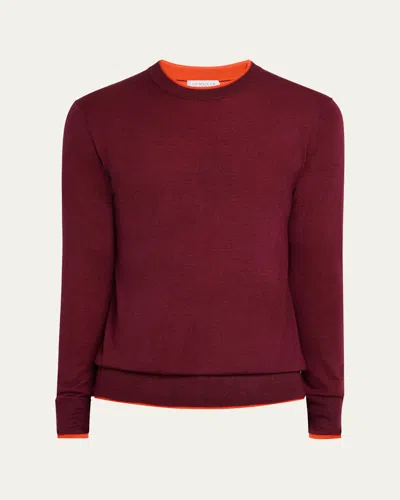 Gabriela Hearst Men's Wells Cashmere And Silk Knit Crewneck Sweater In Bordeauxspice