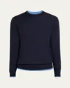 Gabriela Hearst Men's Wells Cashmere And Silk Knit Crewneck Sweater In Dark Navy Sky